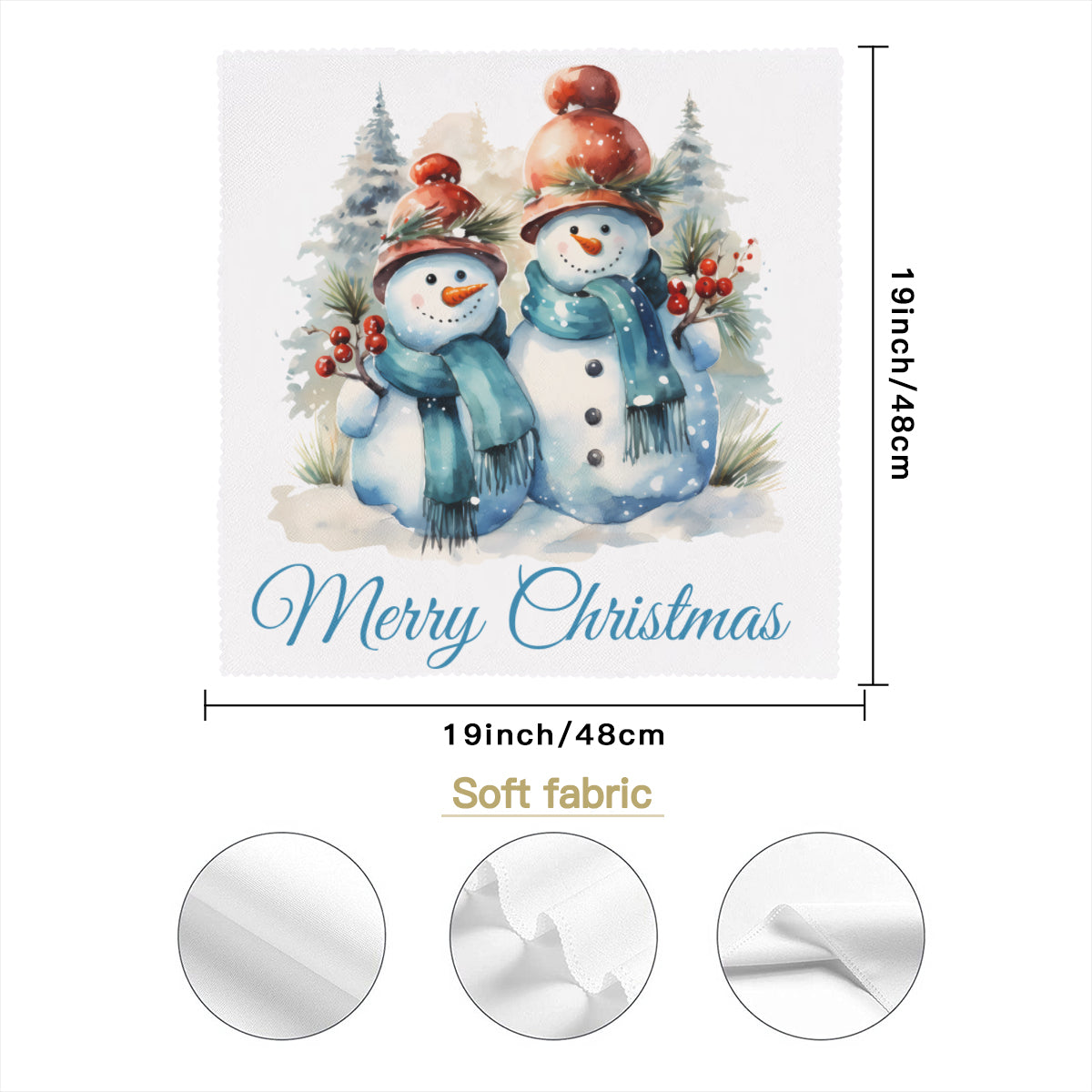 Napkin Fabric| Polyester - Snowman Christmas