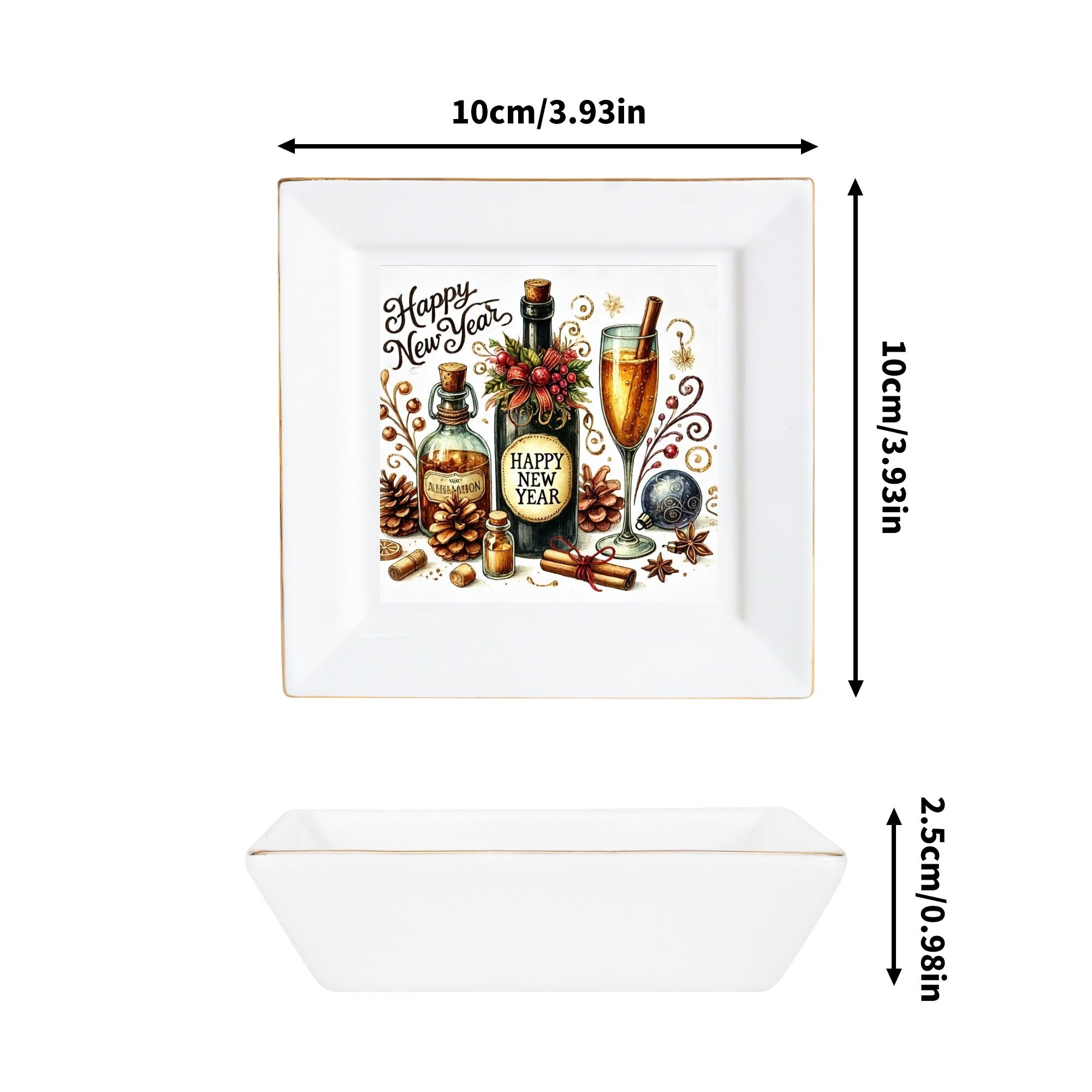Custom Ceramic Square Dinner Plates Appetizer Plates 1 Pcs ,2 Pcs, 4 Pcs Christmas decoration