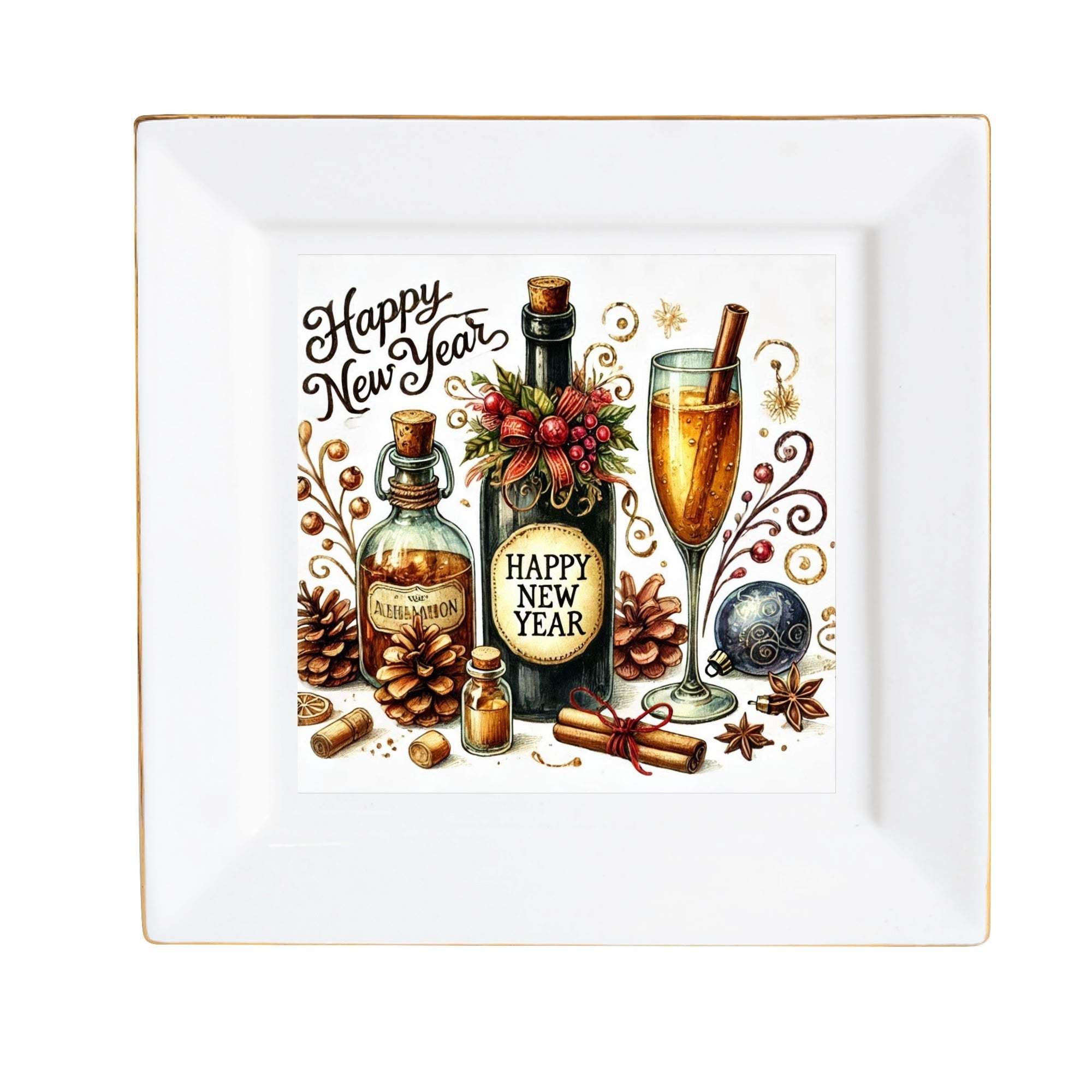 Custom Ceramic Square Dinner Plates Appetizer Plates 1 Pcs ,2 Pcs, 4 Pcs Christmas decoration