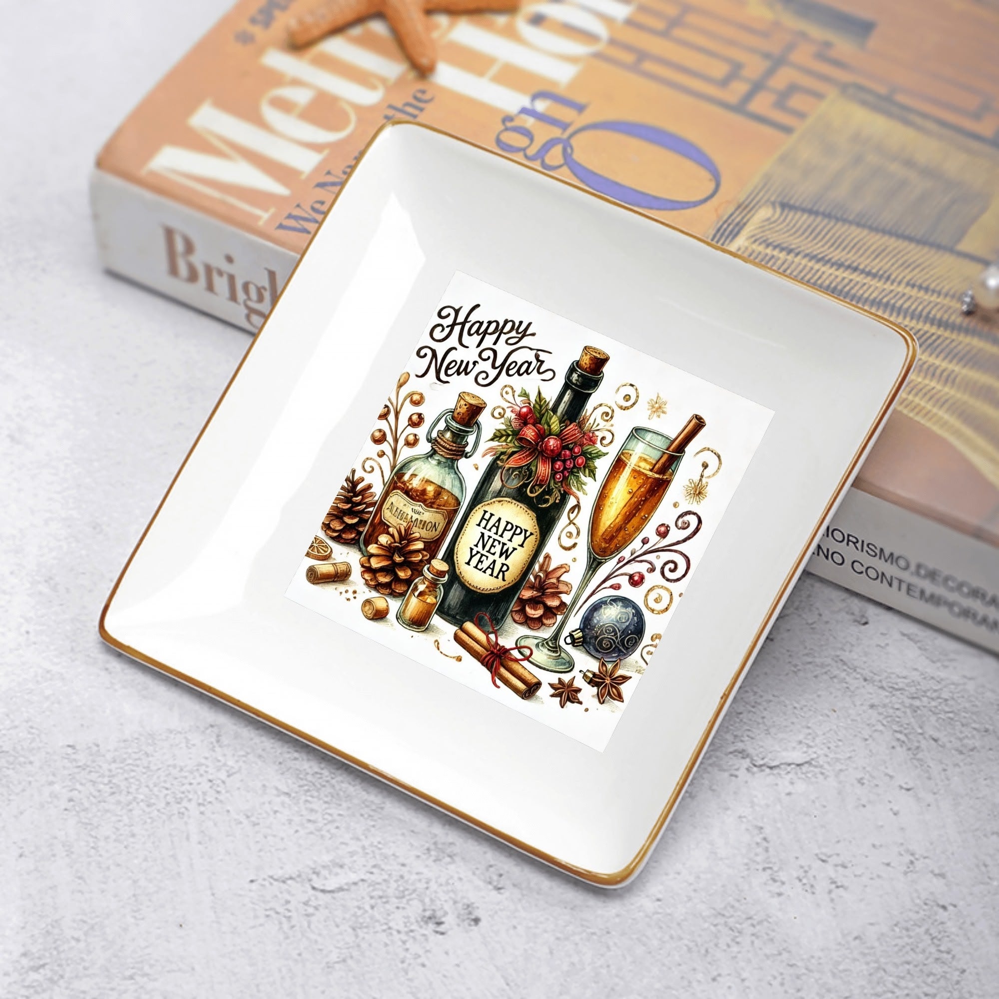 Custom Ceramic Square Dinner Plates Appetizer Plates 1 Pcs ,2 Pcs, 4 Pcs Christmas decoration