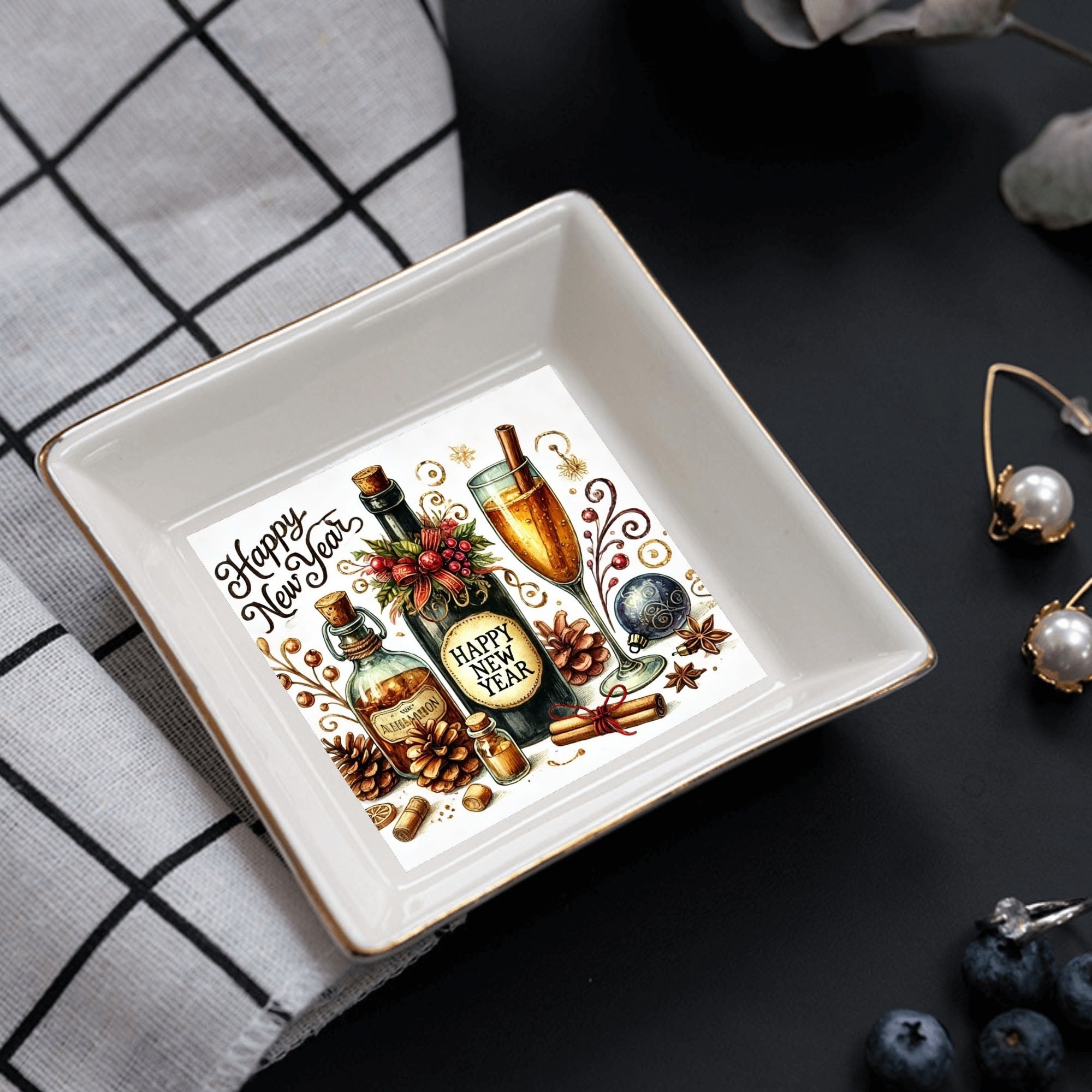 Custom Ceramic Square Dinner Plates Appetizer Plates 1 Pcs ,2 Pcs, 4 Pcs Christmas decoration