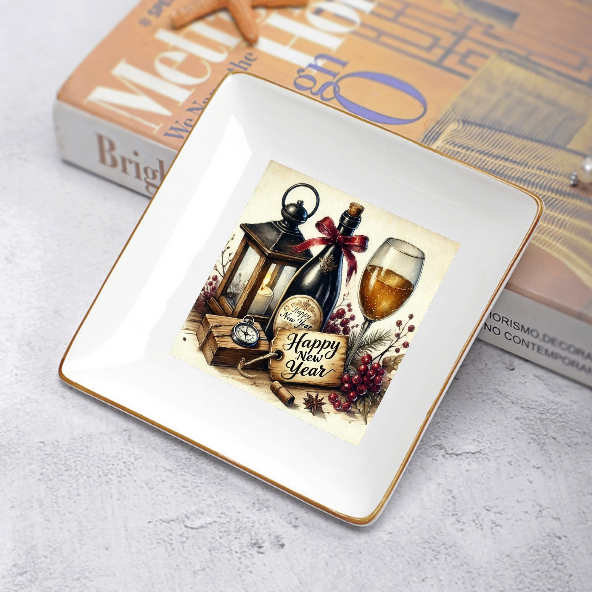 Custom Ceramic Square Dinner Plates Appetizer Plates 1 Pcs ,2 Pcs, 4 Pcs Christmas decoration