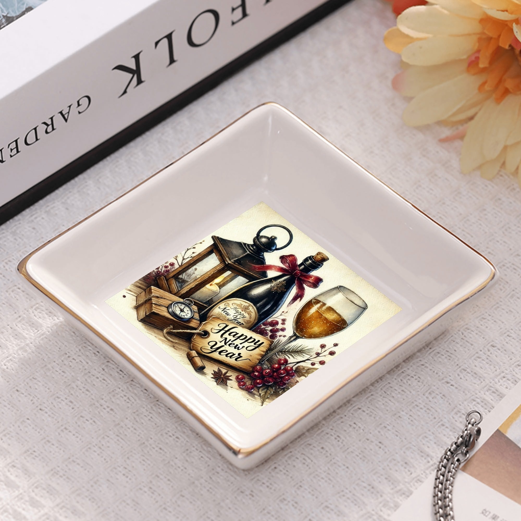 Custom Ceramic Square Dinner Plates Appetizer Plates 1 Pcs ,2 Pcs, 4 Pcs Christmas decoration