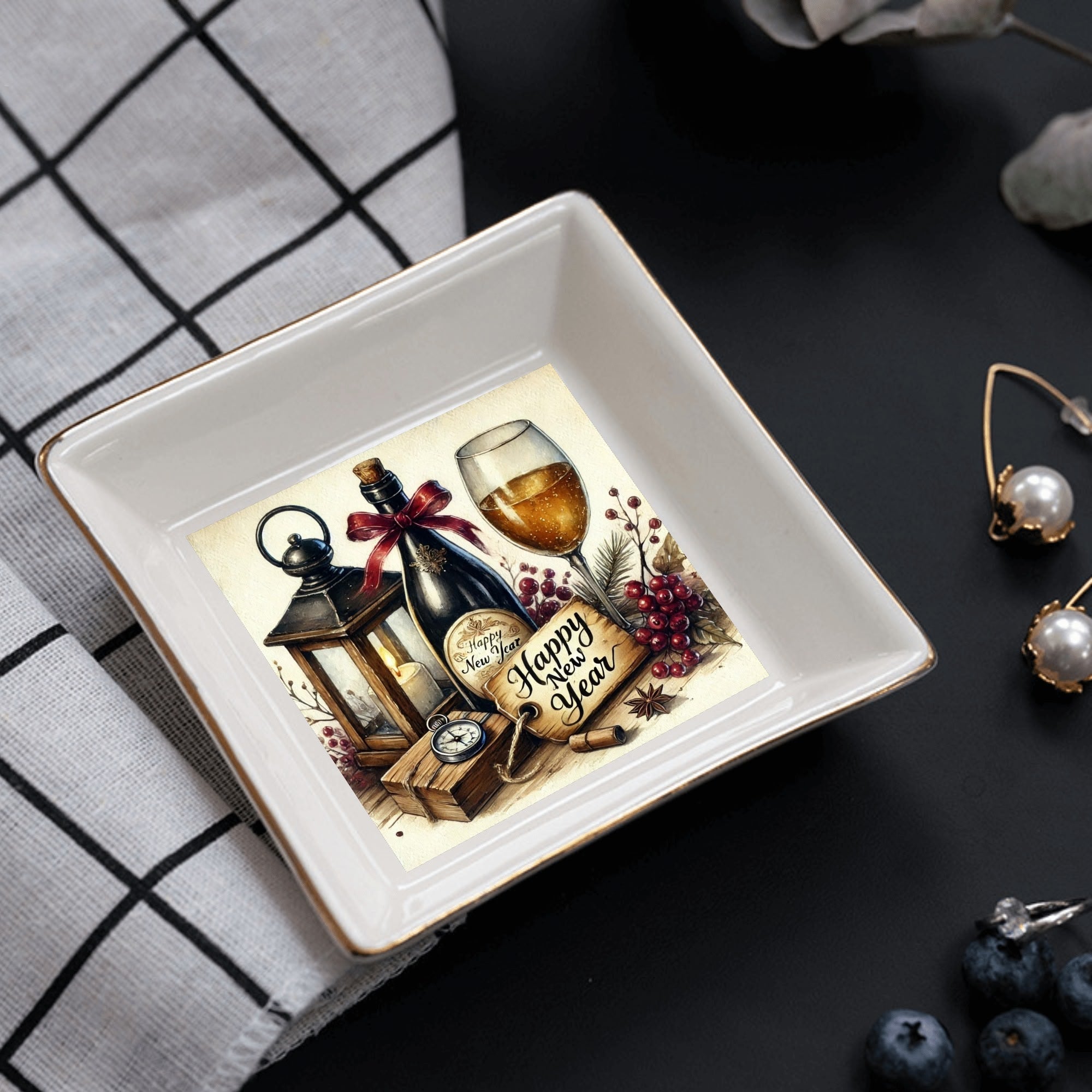 Custom Ceramic Square Dinner Plates Appetizer Plates 1 Pcs ,2 Pcs, 4 Pcs Christmas decoration