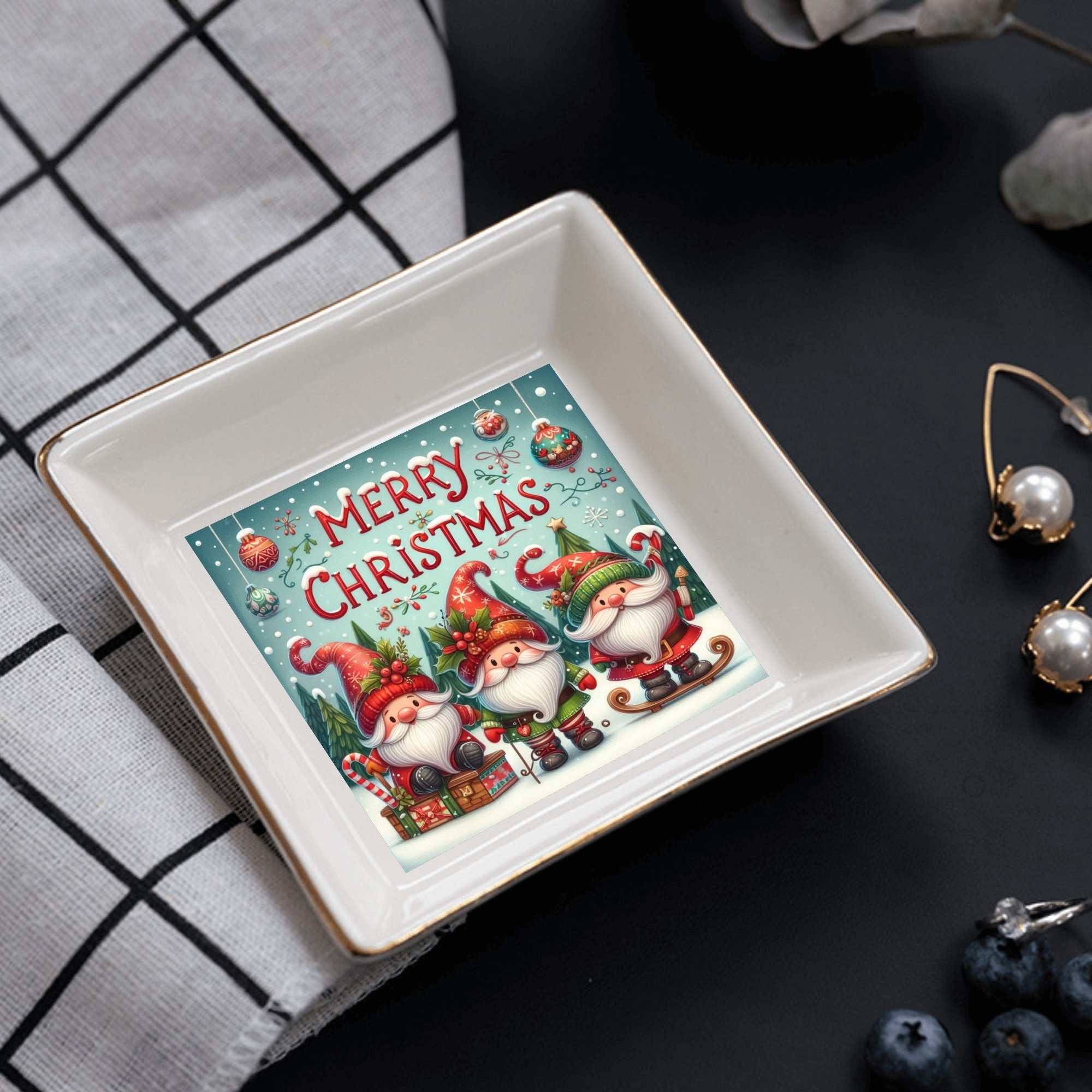 Custom Ceramic Square Dinner Plates Appetizer Plates 1 Pcs ,2 Pcs, 4 Pcs Christmas decoration