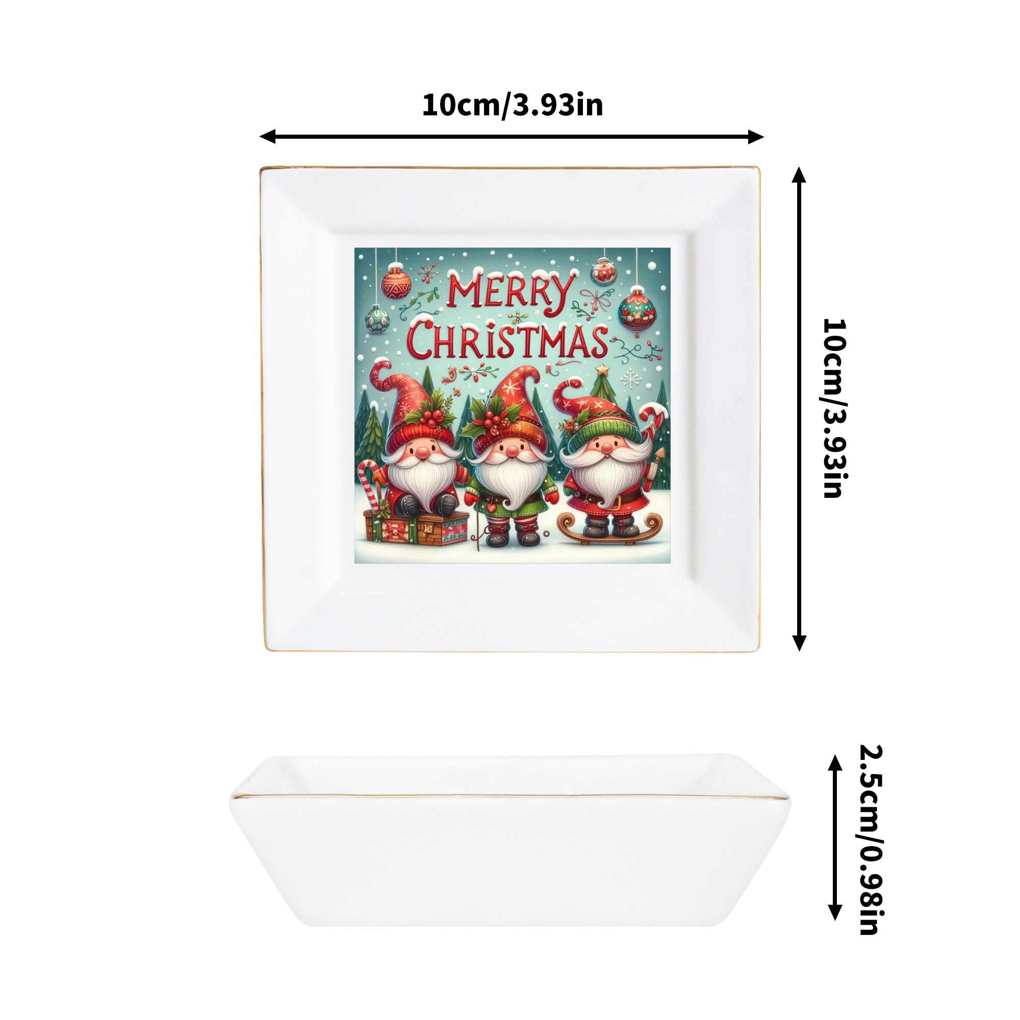 Custom Ceramic Square Dinner Plates Appetizer Plates 1 Pcs ,2 Pcs, 4 Pcs Christmas decoration