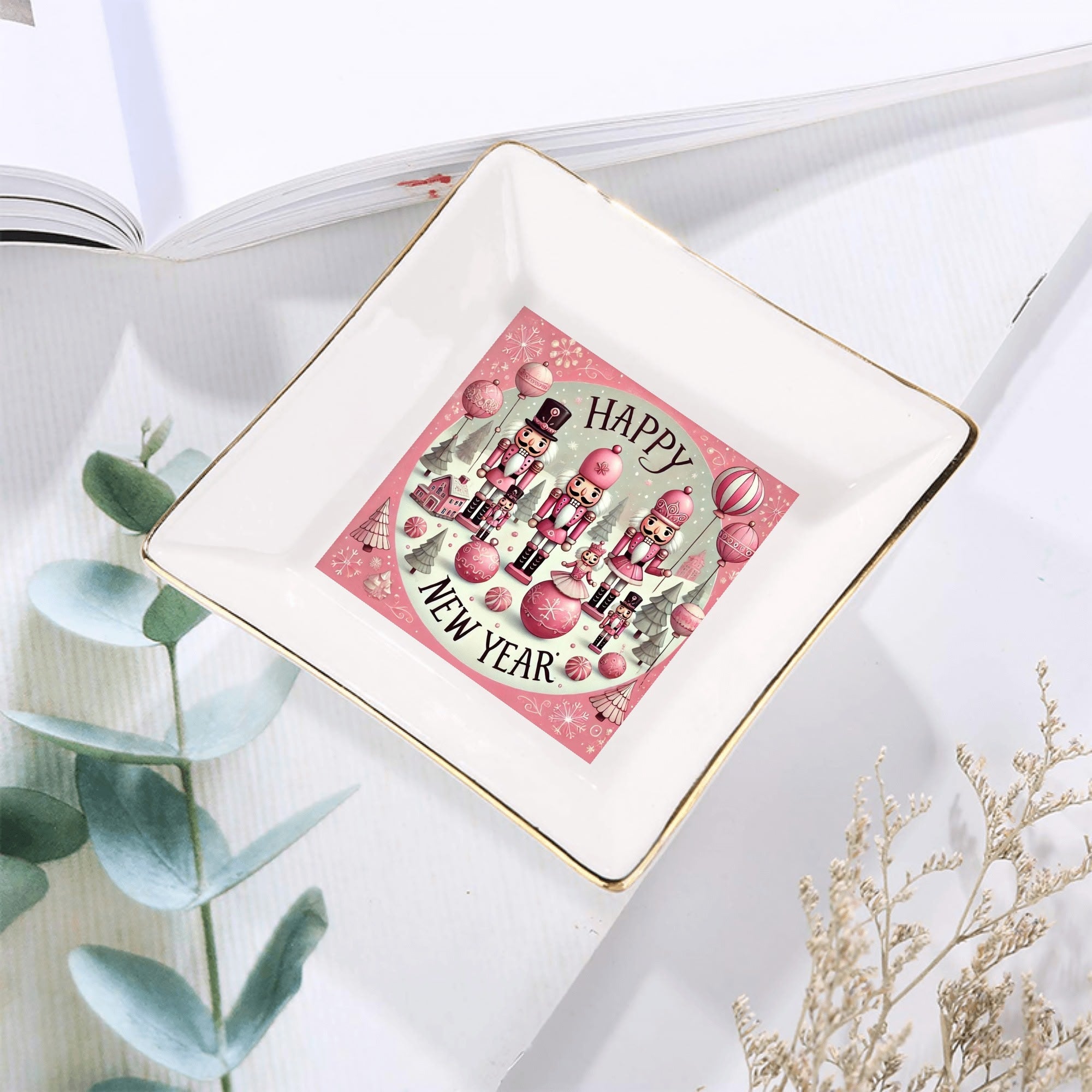 Custom Ceramic Square Dinner Plates Appetizer Plates 1 Pcs ,2 Pcs, 4 Pcs Christmas decoration