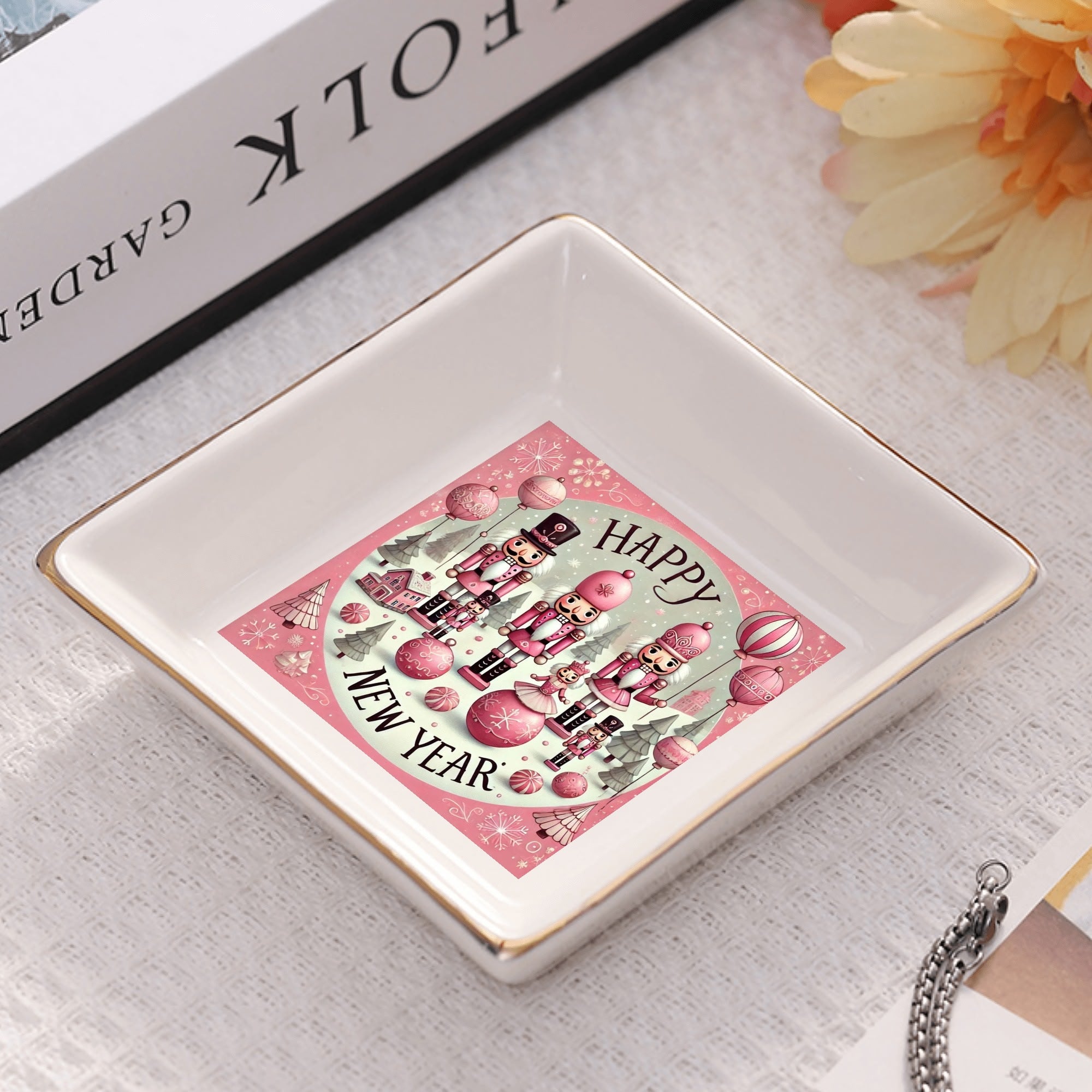 Custom Ceramic Square Dinner Plates Appetizer Plates 1 Pcs ,2 Pcs, 4 Pcs Christmas decoration