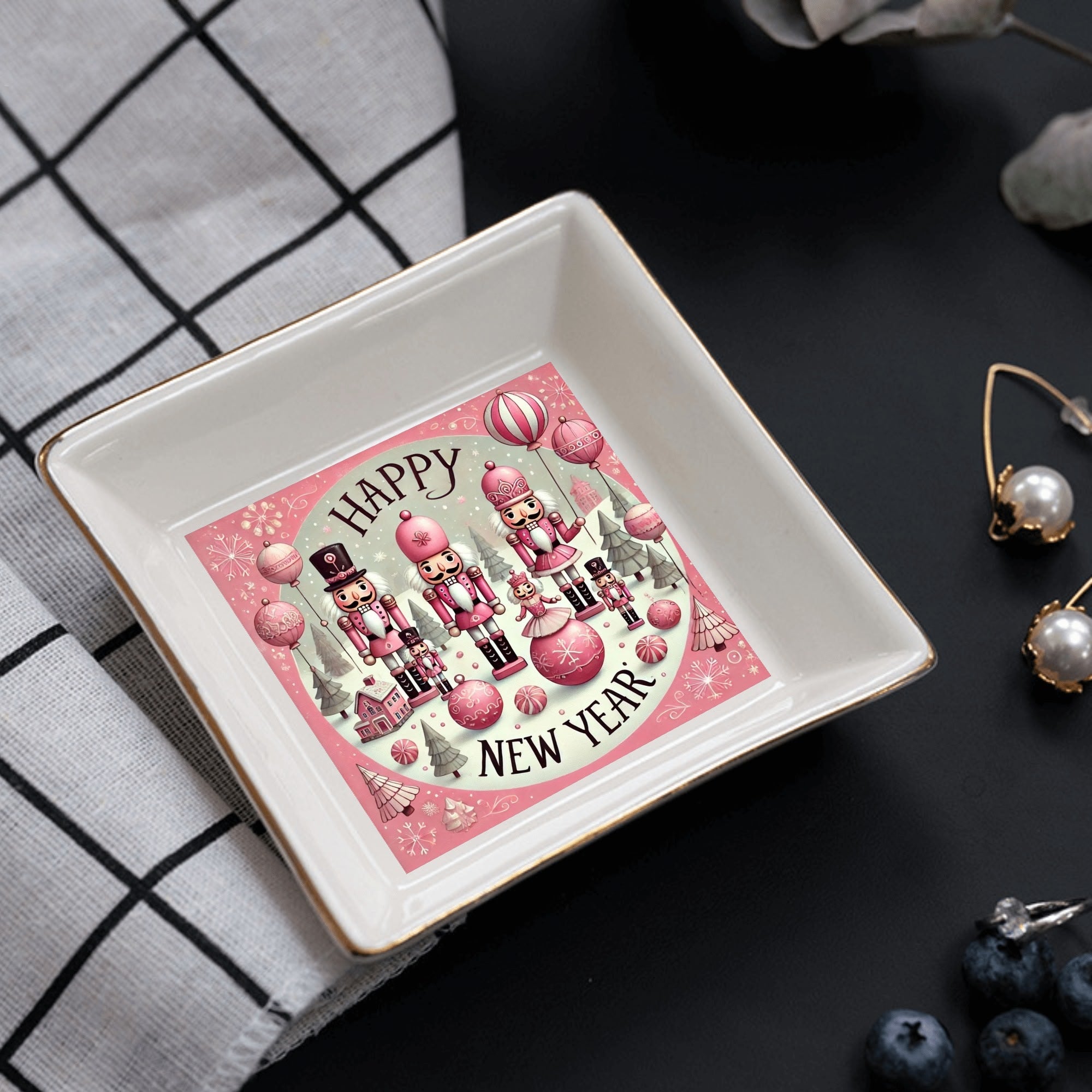 Custom Ceramic Square Dinner Plates Appetizer Plates 1 Pcs ,2 Pcs, 4 Pcs Christmas decoration