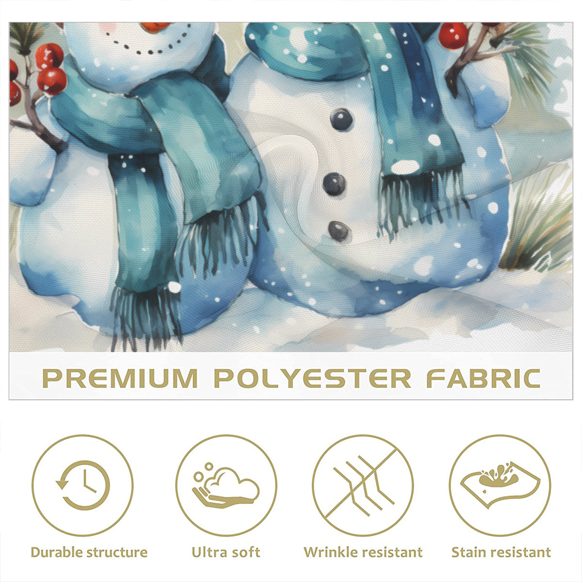 Napkin Fabric| Polyester - Snowman Christmas