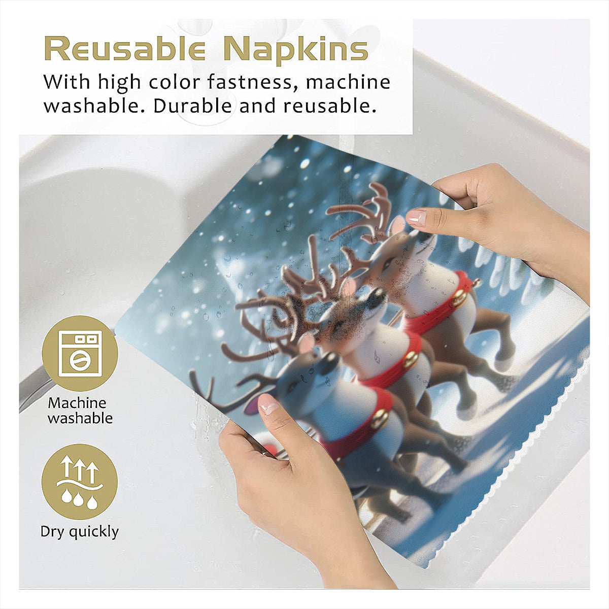 Napkin Fabric| Polyester - Santa is coming
