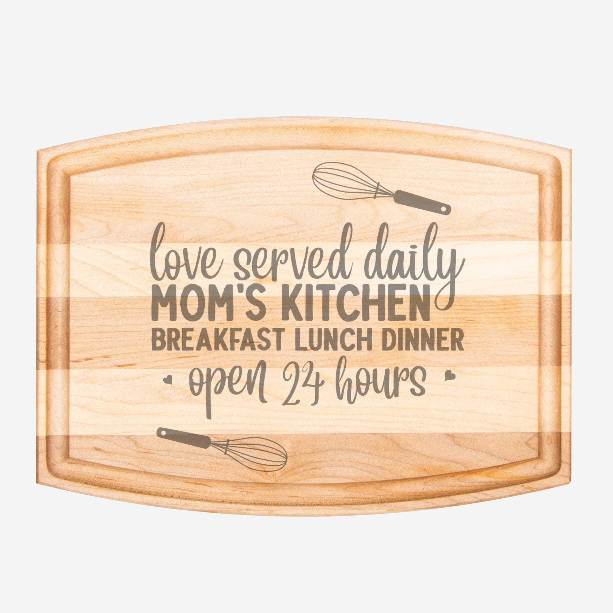 Arched Wood Cutting Board with Groove - 12" x 9"