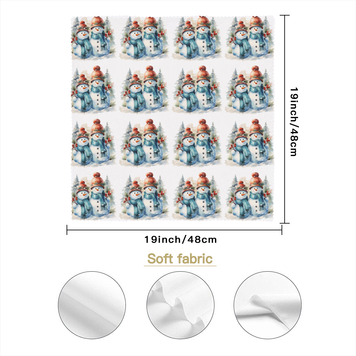Napkin Fabric| Polyester - Snowman Christmas