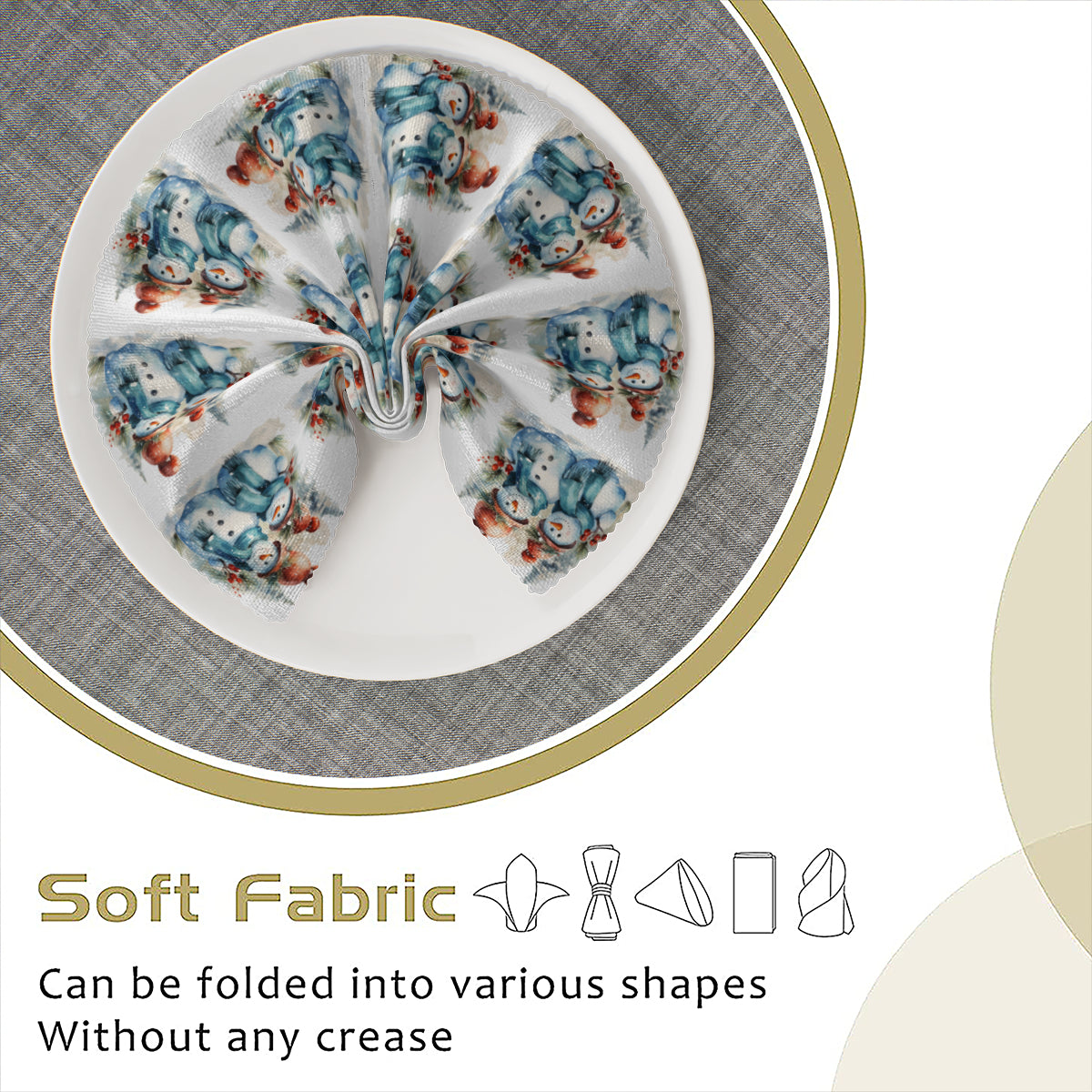 Napkin Fabric| Polyester - Snowman Christmas
