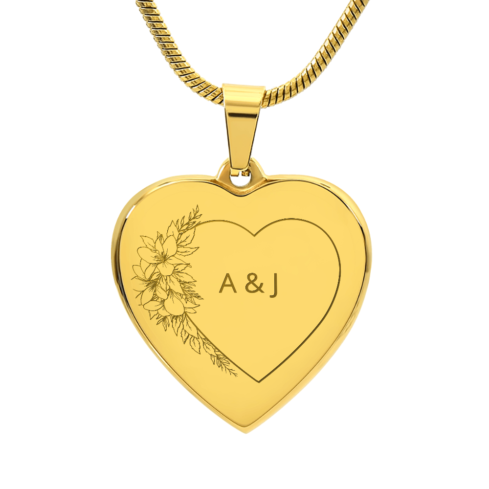 Engraved Heart Necklace Couple