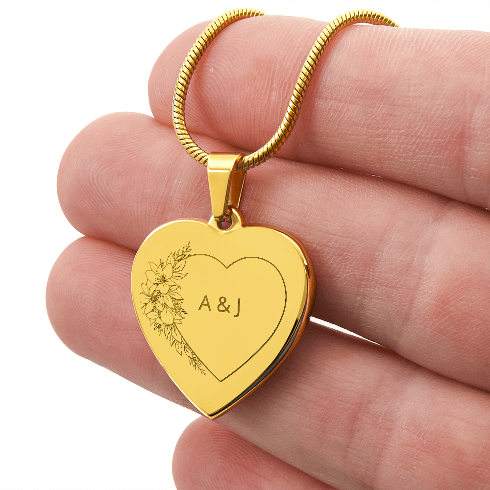 Engraved Heart Necklace Couple