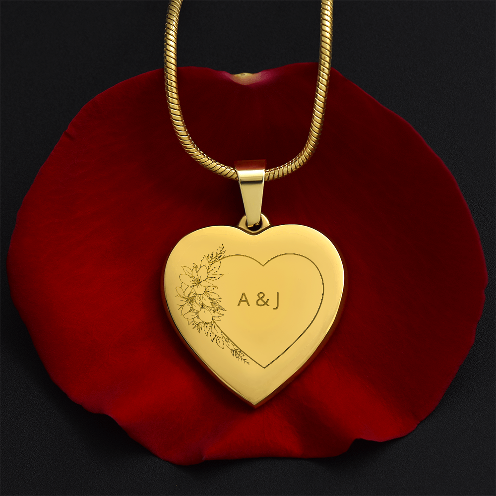 Engraved Heart Necklace Couple