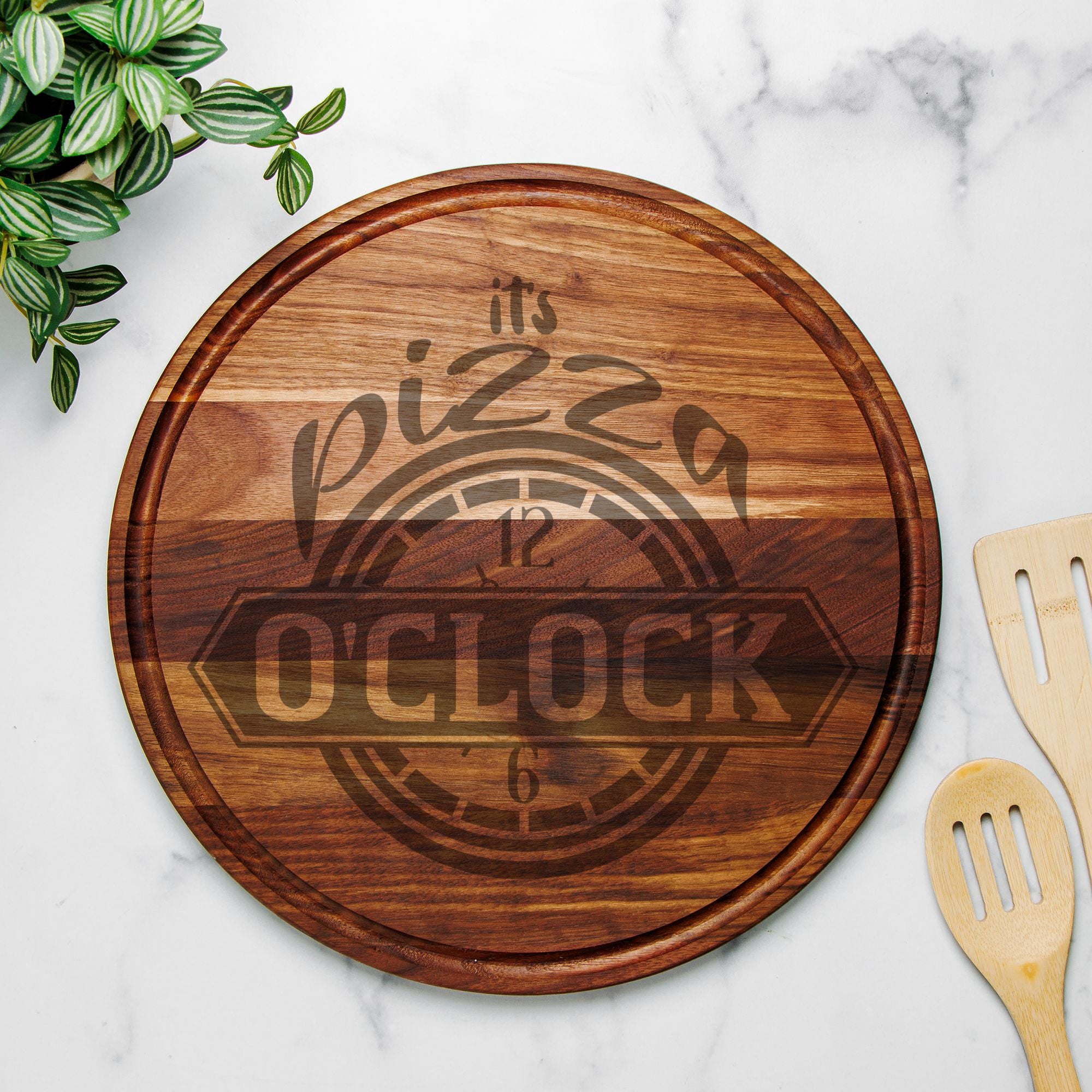 Round Charcuterie Board with Groove - 13.5” x 13.5”