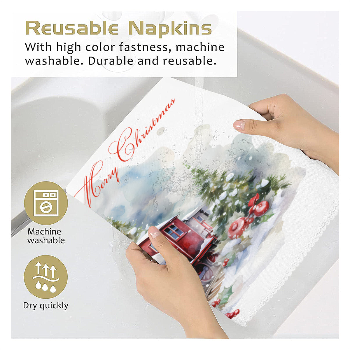 Napkin Fabric| Polyester - polar Express