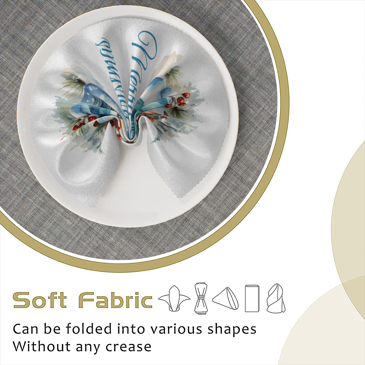 Napkin Fabric| Polyester - Snowman Christmas