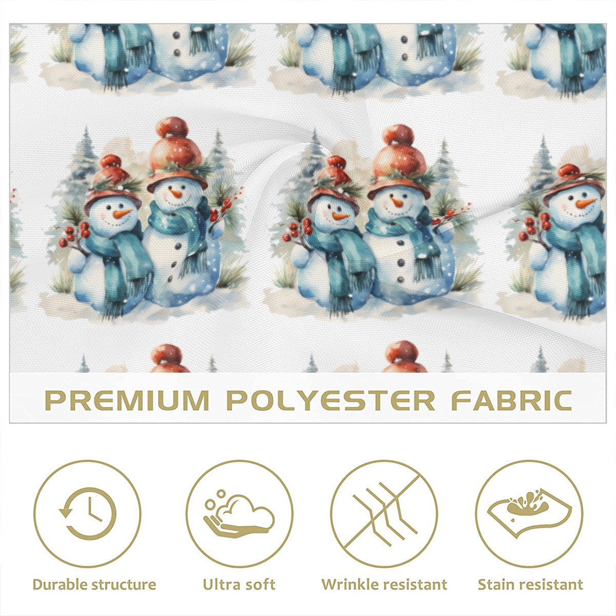 Napkin Fabric| Polyester - Snowman Christmas