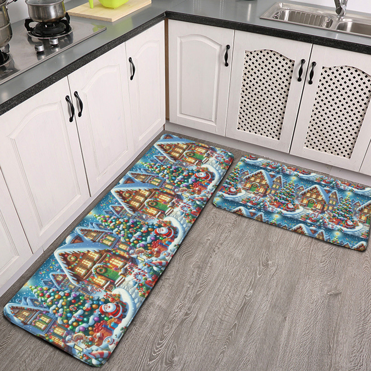 Two-piece L multifunctional kitchen mat Christmas House