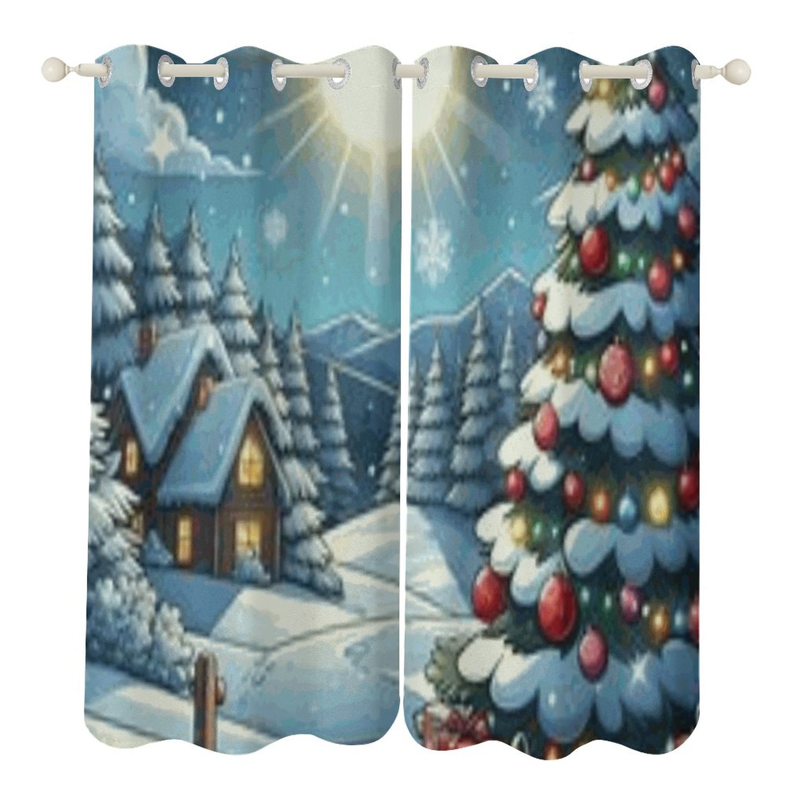 Grommet Curtain-52&quot;x72&quot;/ 132x183cm - White ffffff / 52&quot;x72&quot;/ 132x183cm - ChristmasLoving.Shop