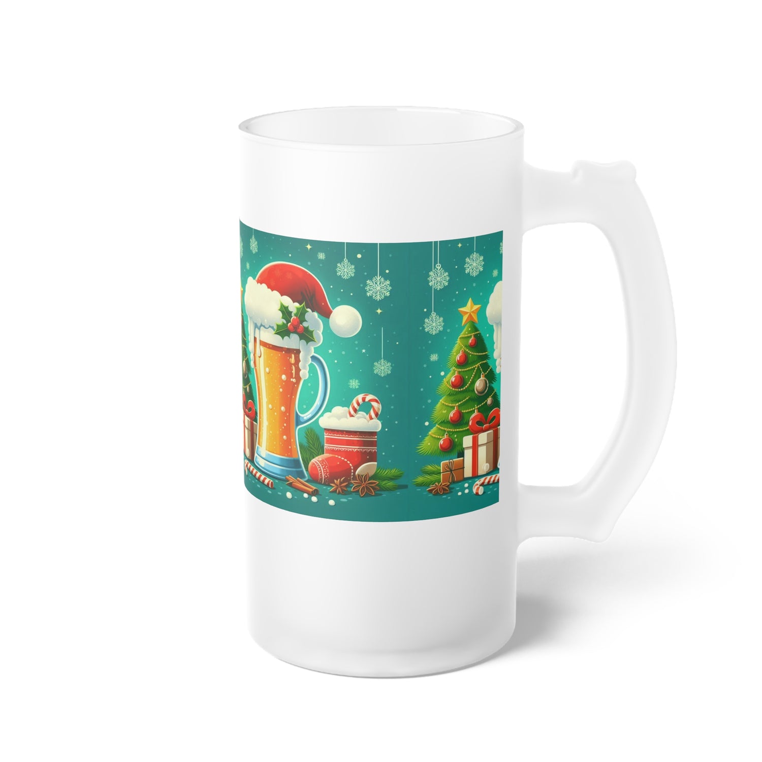 Christmas Frosted Glass Beer Mug