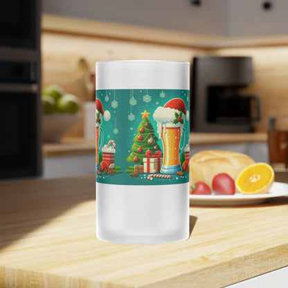 Christmas Frosted Glass Beer Mug