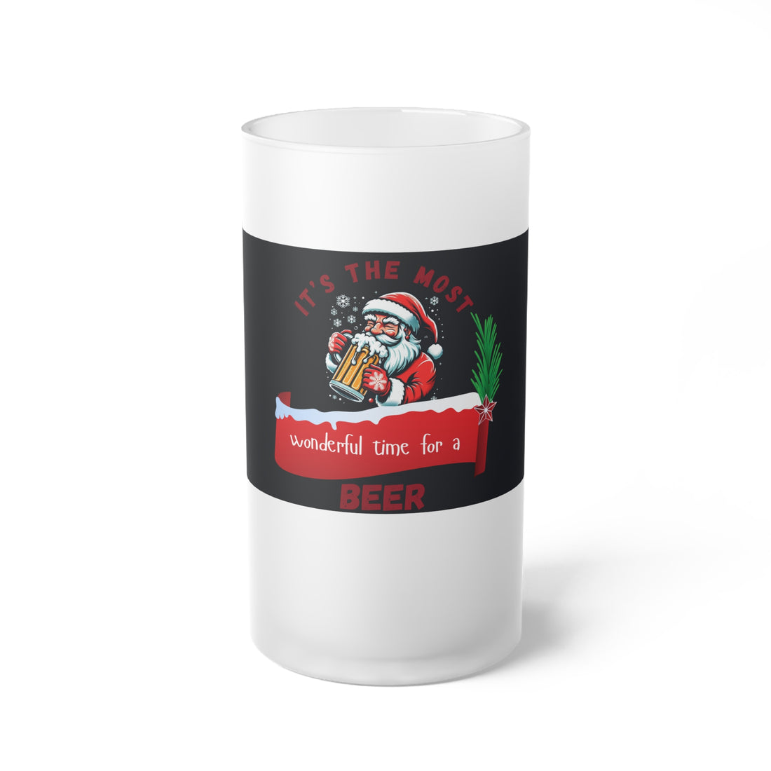 Beer Mug Funny Christmas Santa - 16oz / Frosted - ChristmasLoving.Shop