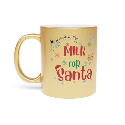 Metallic Mug, Santa Milk Mug, Christmas Gift, Silver Gold Mug, Holiday Mug, Festive Drinkware, Kitchen Decor