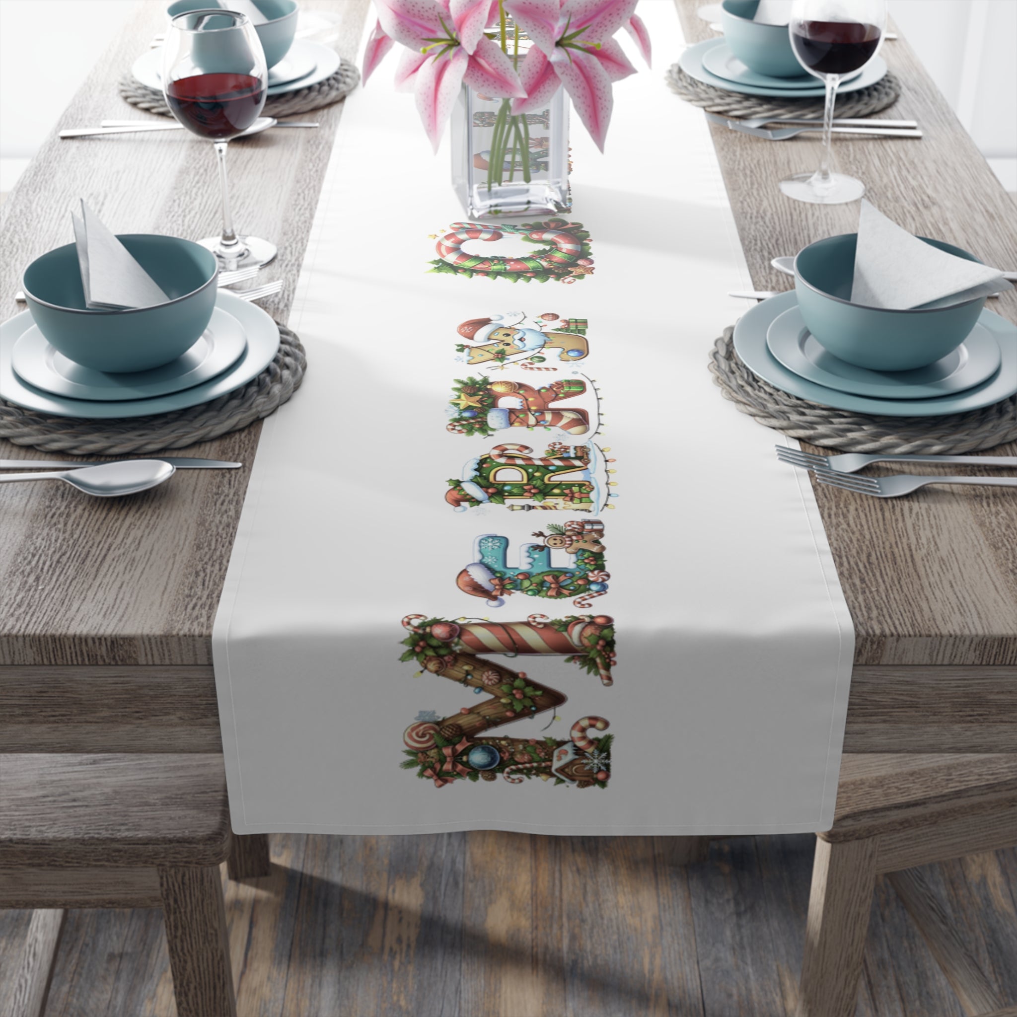 Table Runner - Merry Christmas Cotton Poly Blend