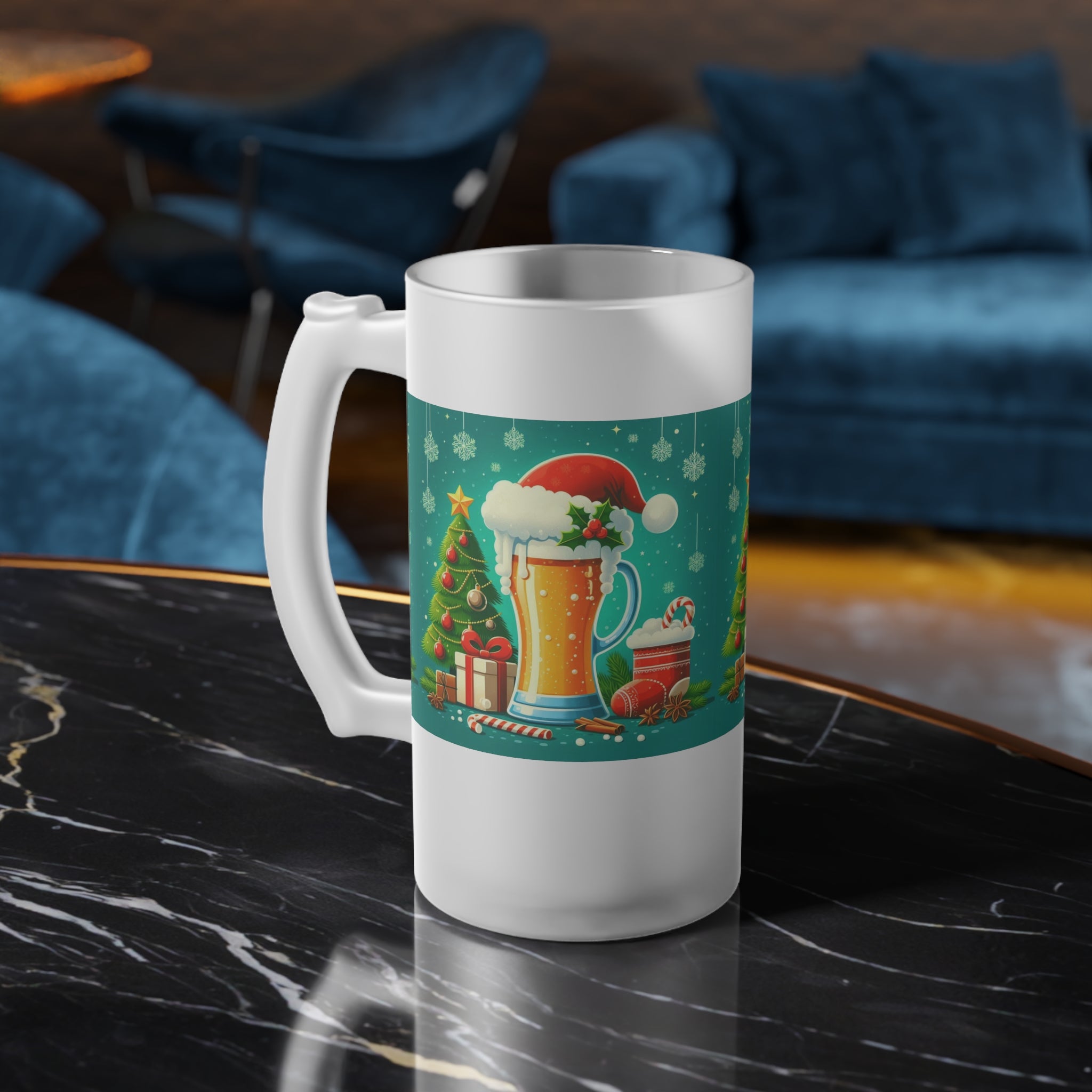 Christmas Frosted Glass Beer Mug