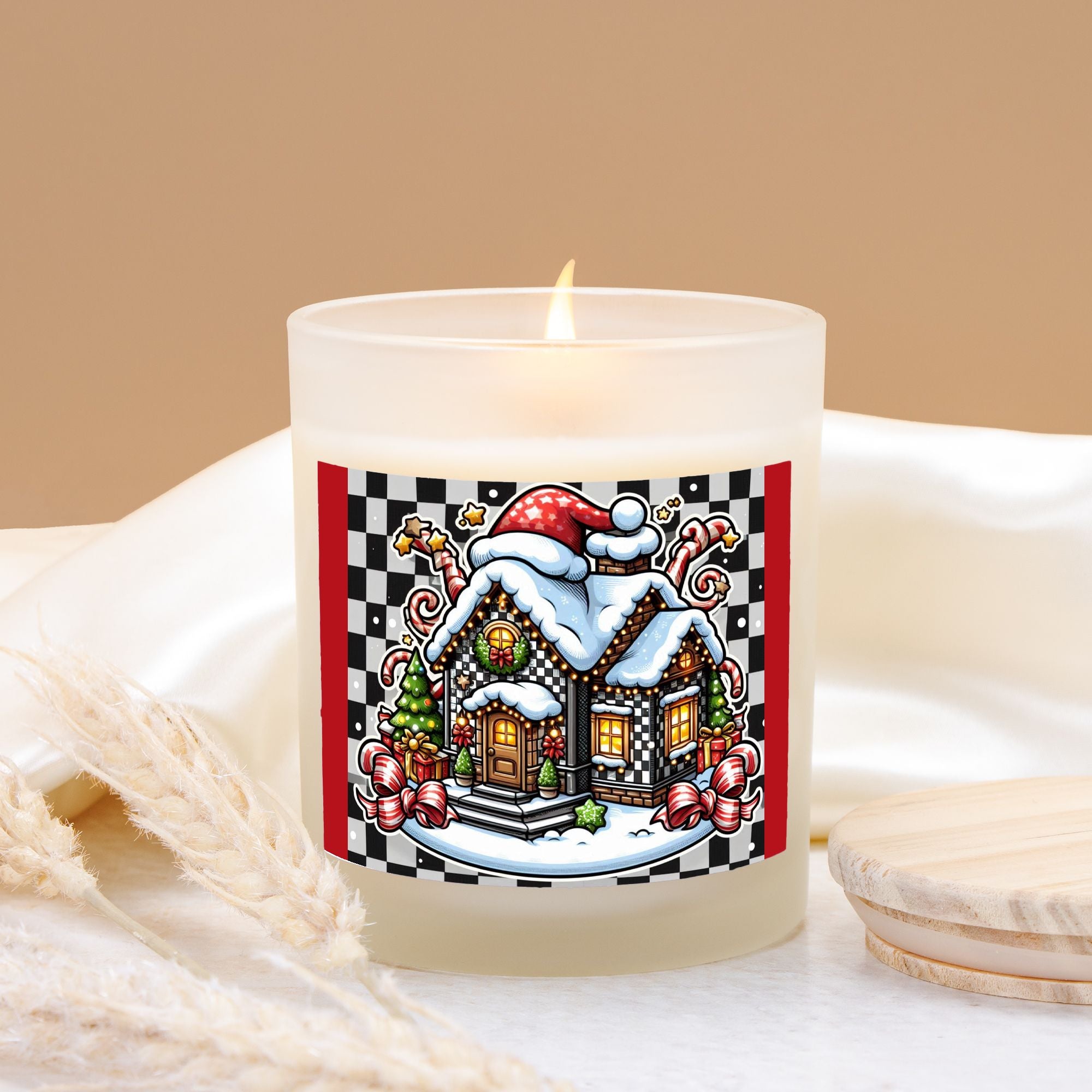 Candle Frosted Glass (Hand Poured 11 oz) Christmas House