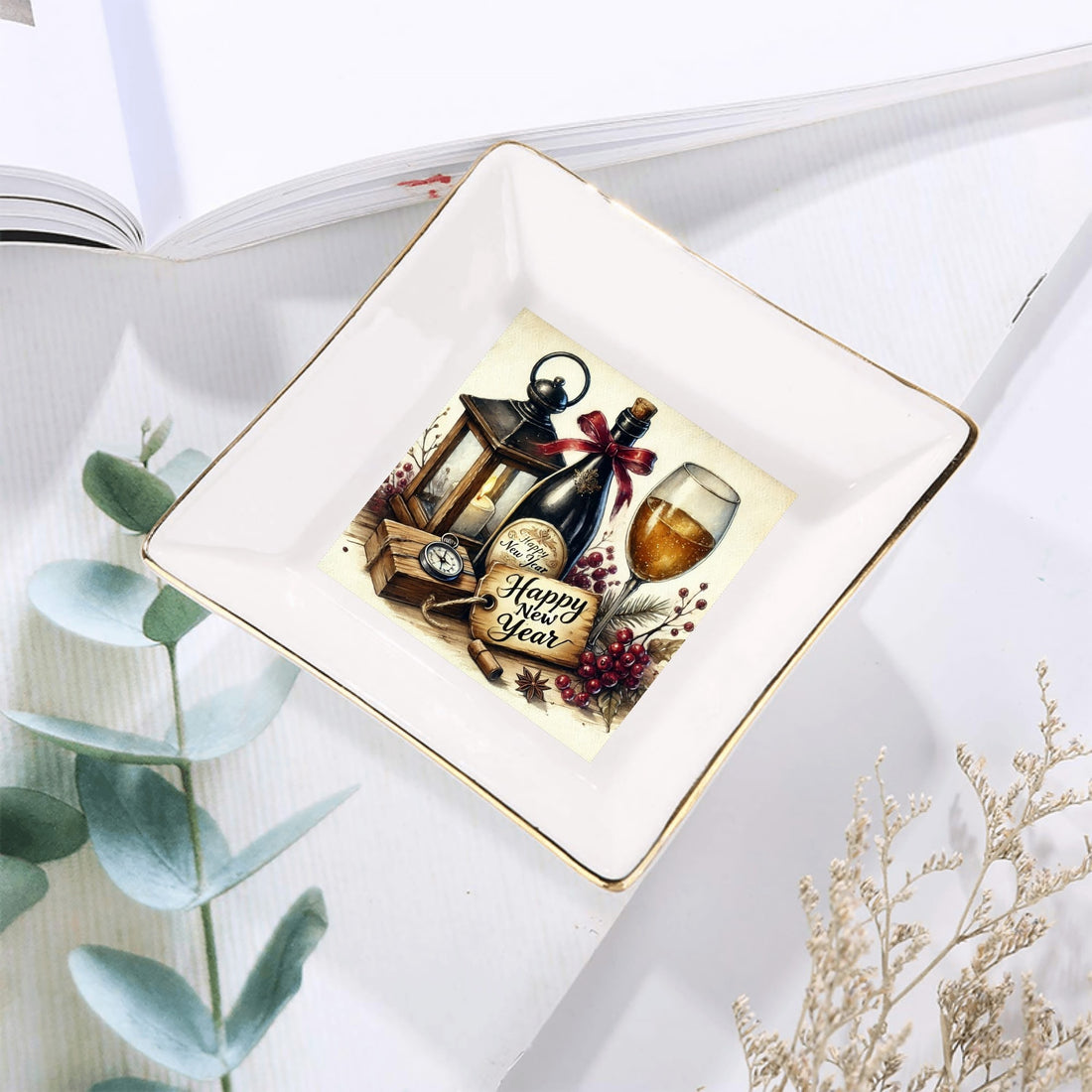 Custom Ceramic Square Dinner Plates Appetizer Plates 1 Pcs ,2 Pcs, 4 Pcs Christmas decoration