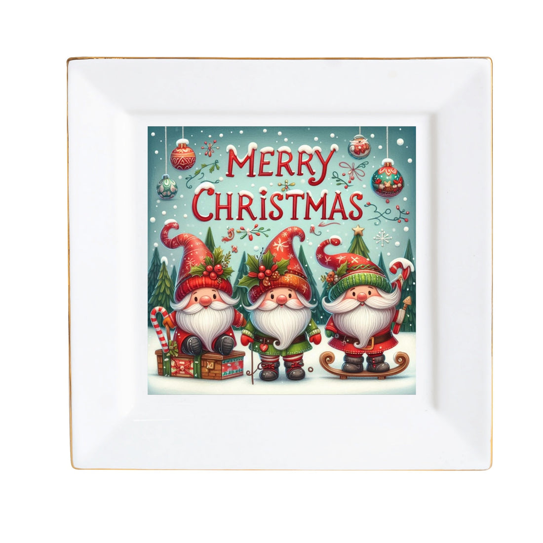 Custom Ceramic Square Dinner Plates Appetizer Plates 1 Pcs ,2 Pcs, 4 Pcs Christmas decoration