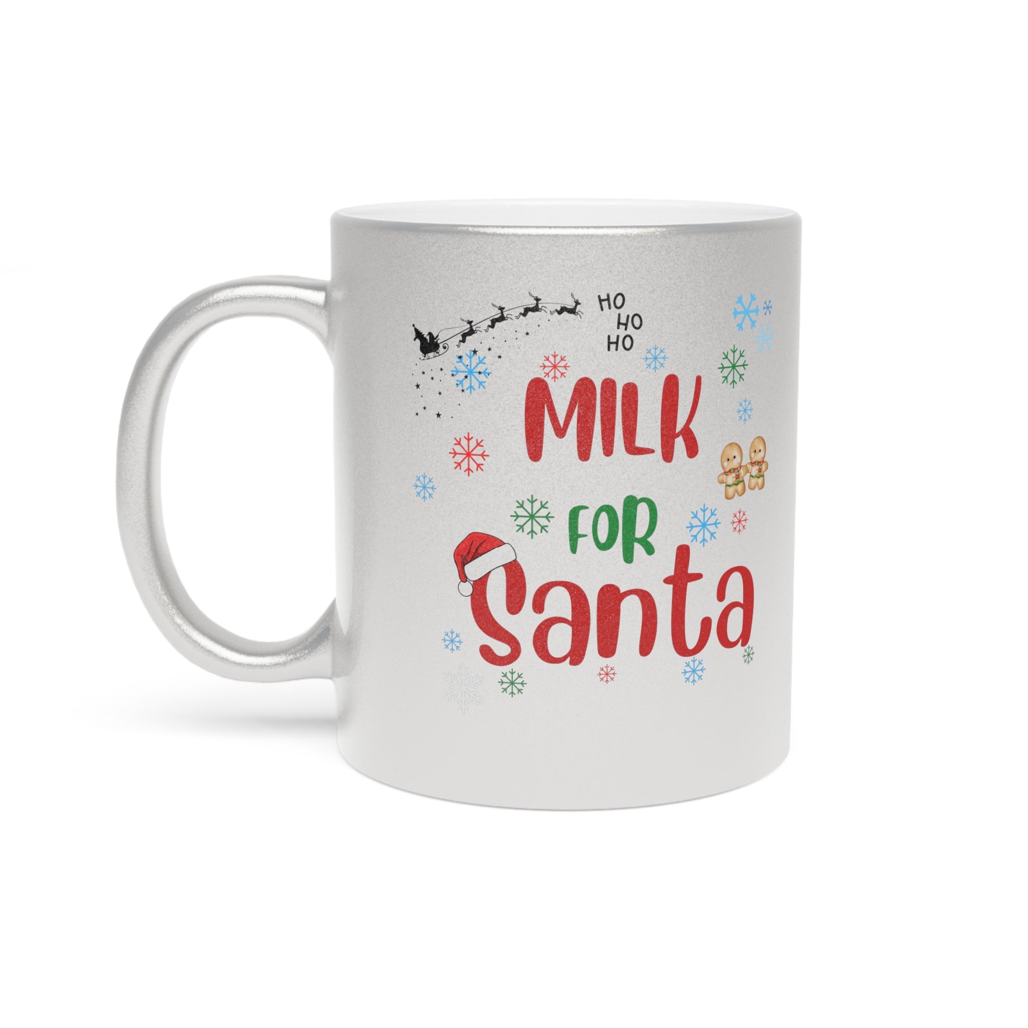 Metallic Mug, Santa Milk Mug, Christmas Gift, Silver Gold Mug, Holiday Mug, Festive Drinkware, Kitchen Decor