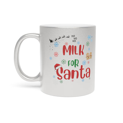 Metallic Mug, Santa Milk Mug, Christmas Gift, Silver Gold Mug, Holiday Mug, Festive Drinkware, Kitchen Decor