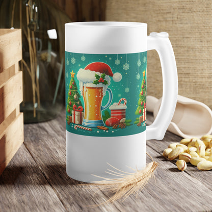 Christmas Frosted Glass Beer Mug