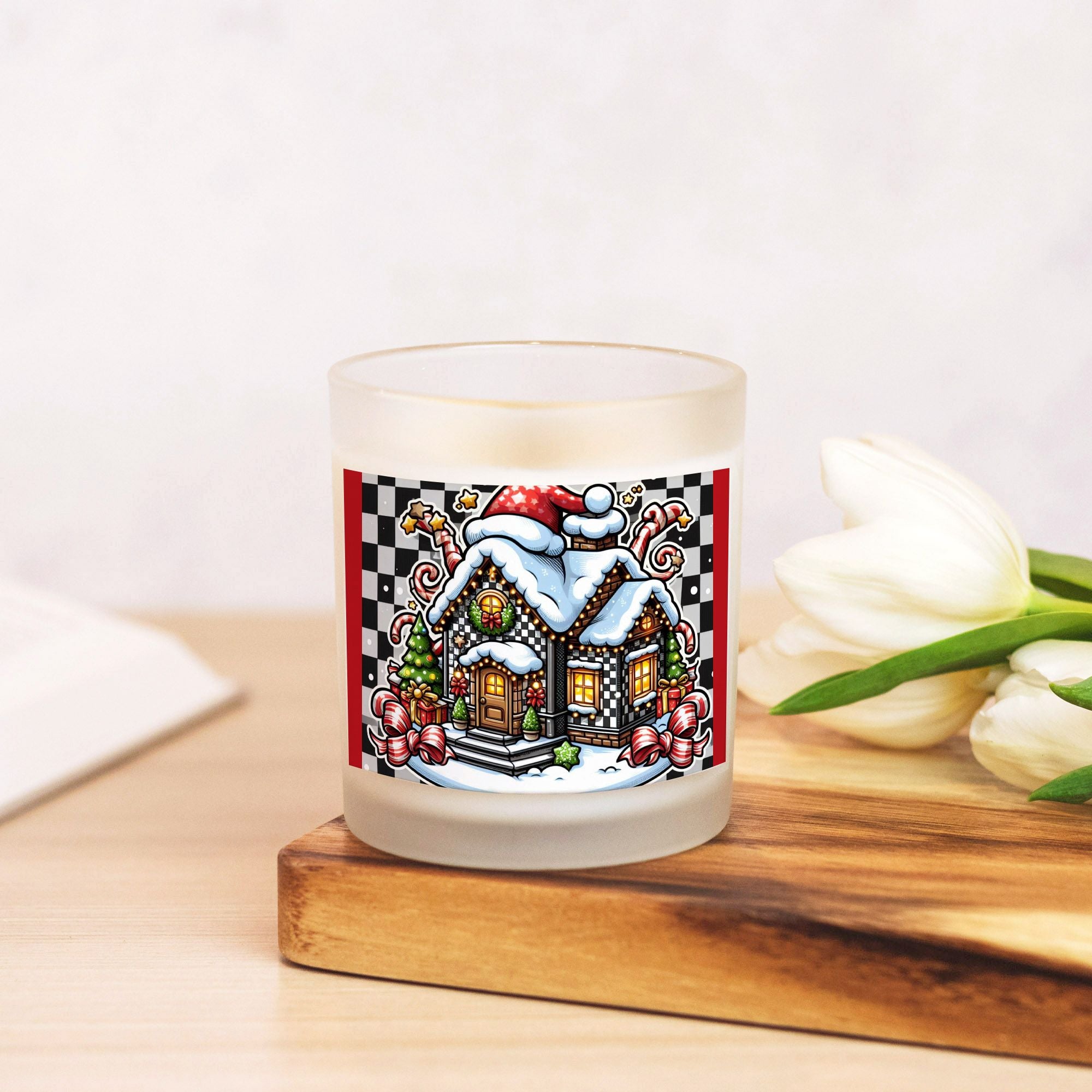 Candle Frosted Glass (Hand Poured 11 oz) Christmas House