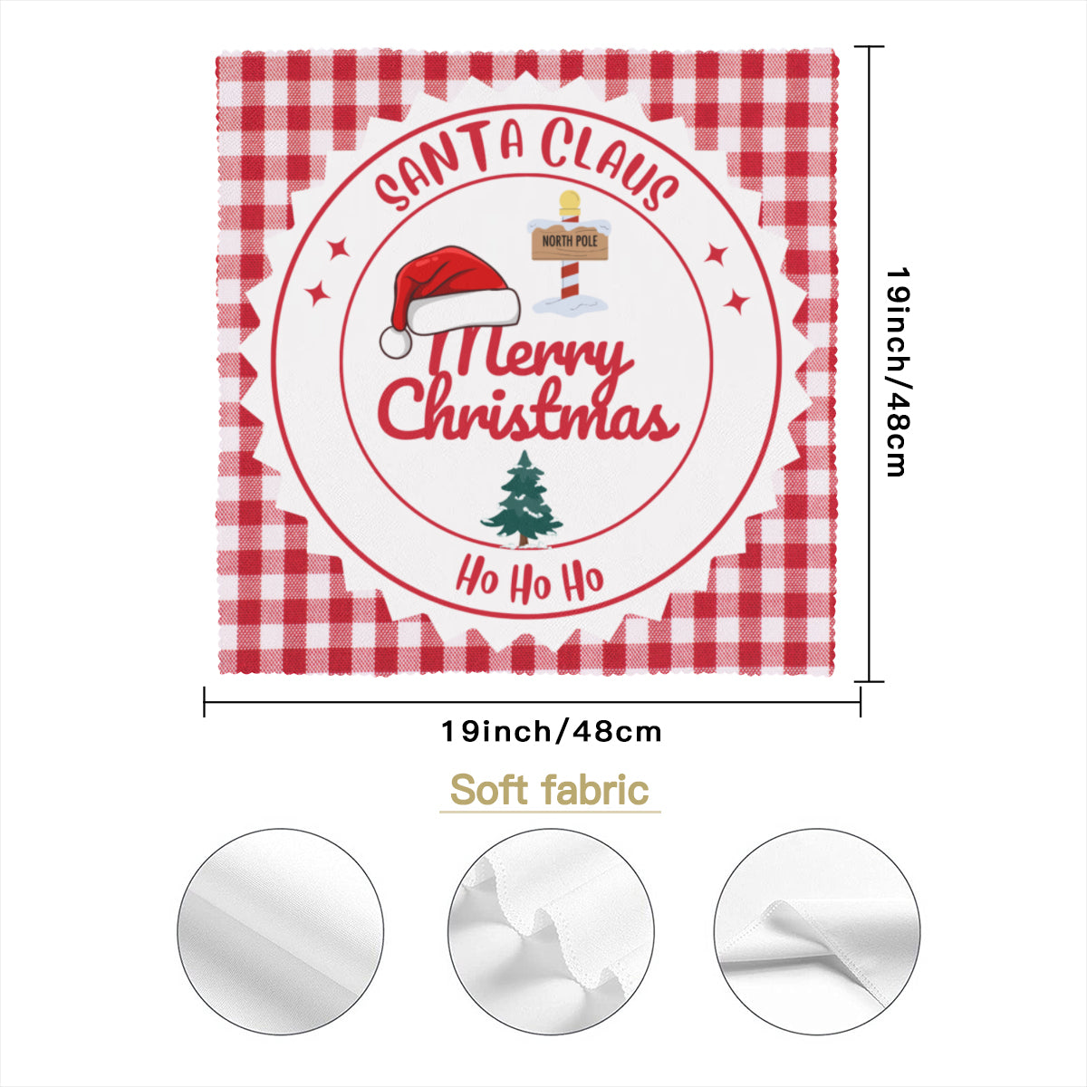 Napkin Fabric｜ Polyester - red white christmas