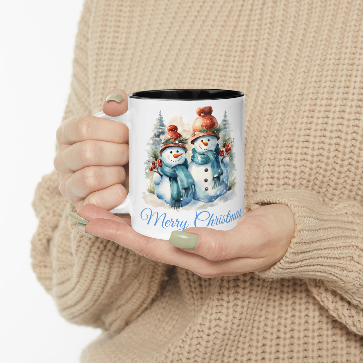 Personalized Internal Black Mug (325ml/11oz) | Ceramic - Snowman Christmas