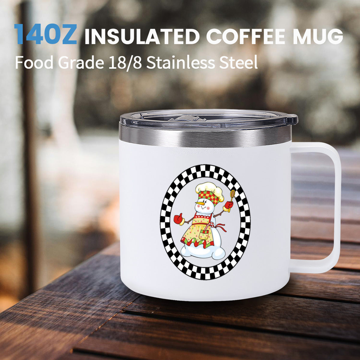 Reversible Patterned Insulated Tumbler Coffee Mug with Handle (410ml/14oz) | Stainless Steel