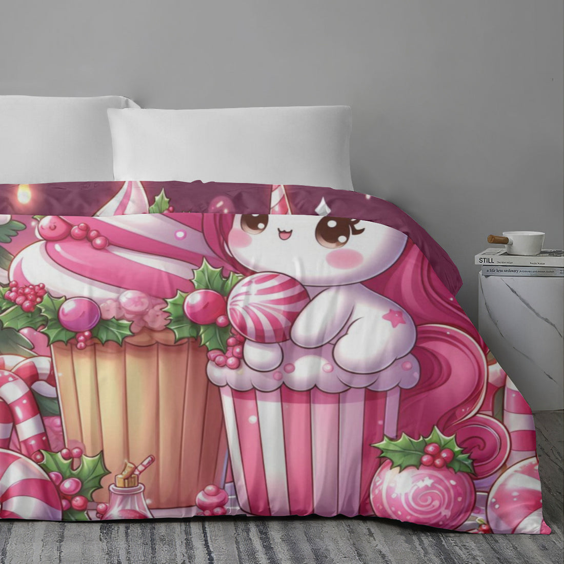 Quilt Cover Four-Piece Set (Double-Sided Printing) | Polyester - pink ch1