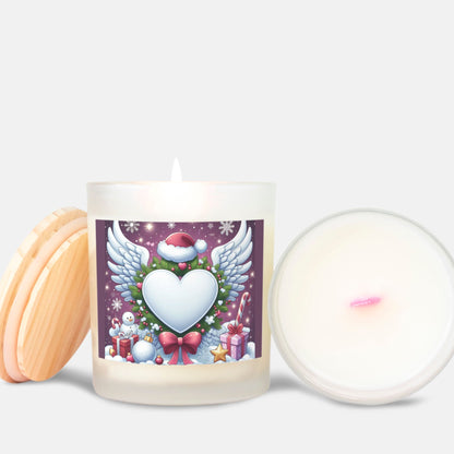 Candle Frosted Christmas decoration Angel Wings and Heart (Pink Wick) Glass