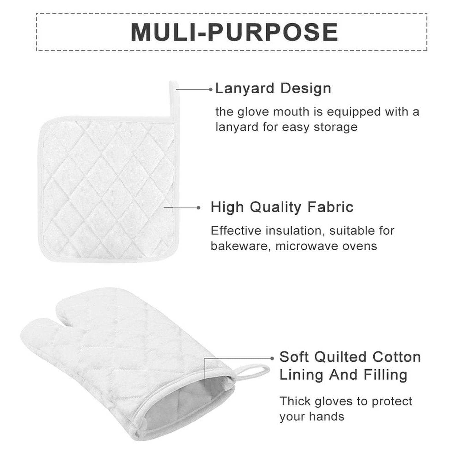 Oven Mitts &amp; Pot Holder Set of 3 (Multi-image Splicing)