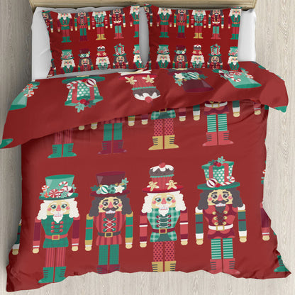 Multi-Size Printed Duvet Cover 3-Piece Set (Double-Sided Printing)｜ Polyester - Nutcrackers