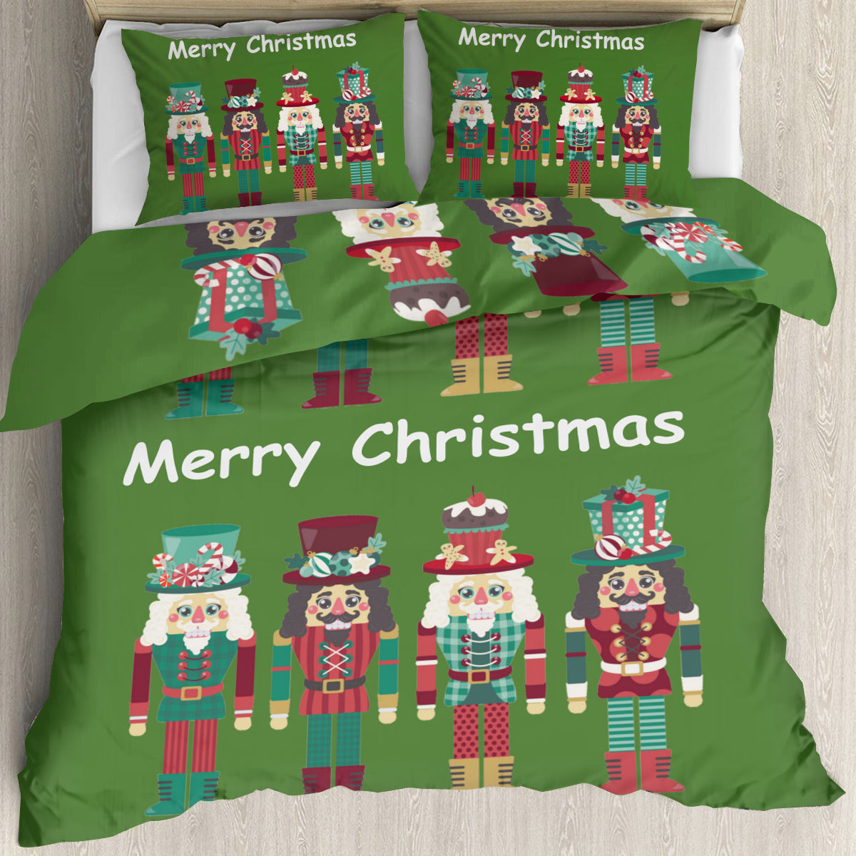 Multi-Size Printed Duvet Cover 3-Piece Set (Double-Sided Printing)｜ Polyester - Nutcrackers