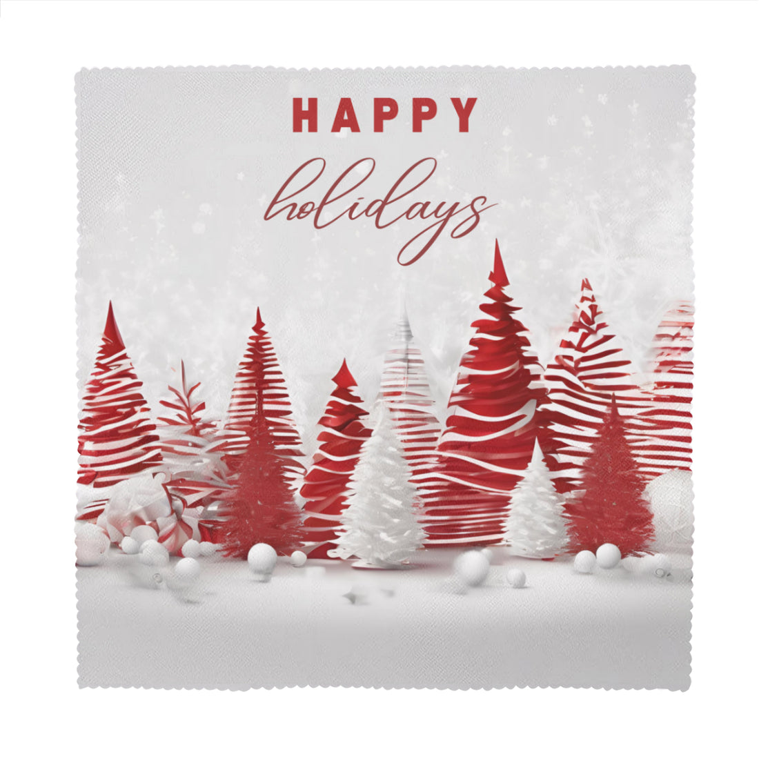 Napkin Fabric｜ Polyester - happy (3) - White / 6PCS - ChristmasLoving.Shop