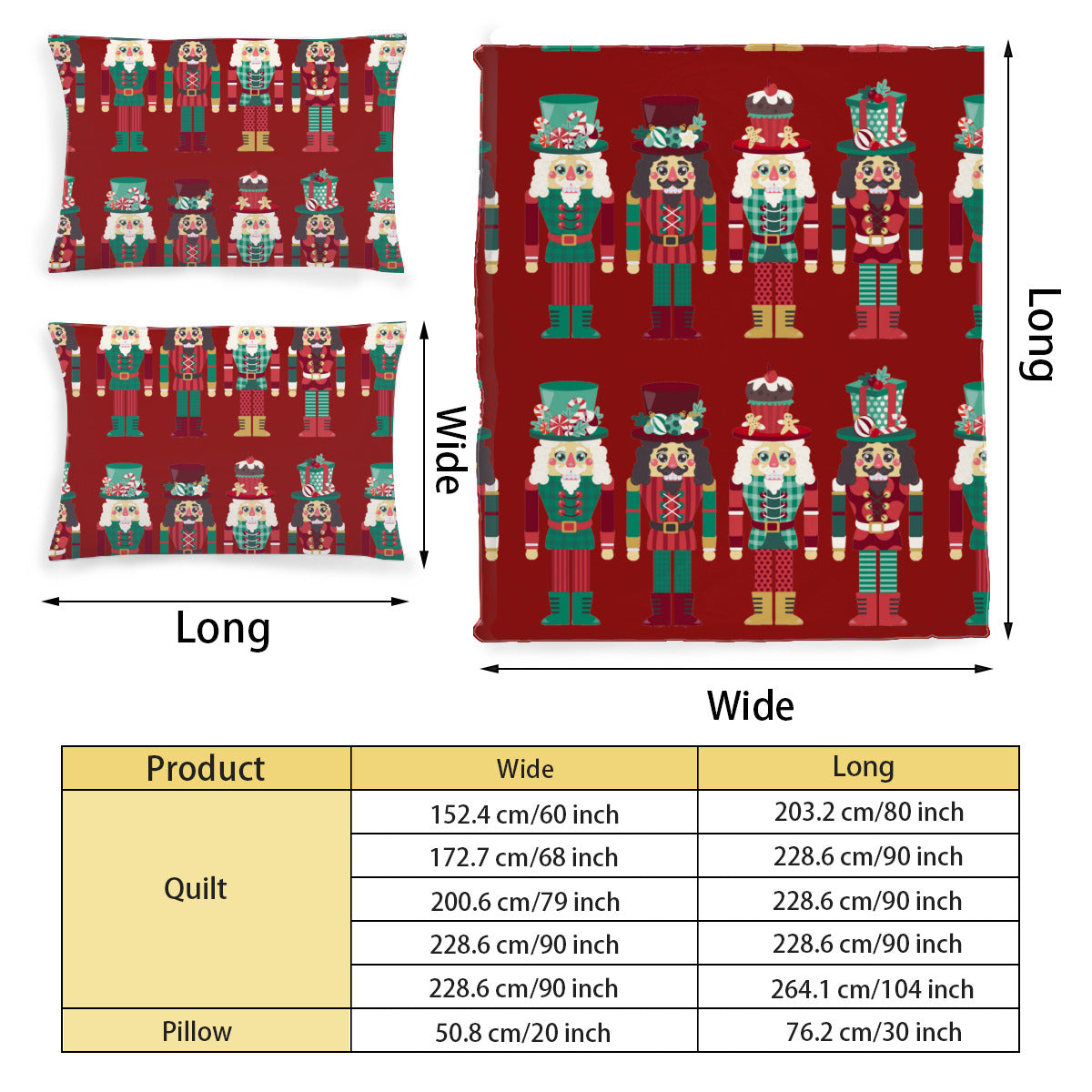 Multi-Size Printed Duvet Cover 3-Piece Set (Double-Sided Printing)｜ Polyester - Nutcrackers